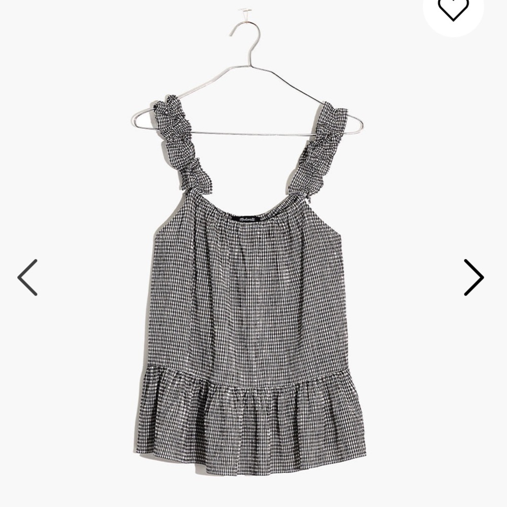 NWOT Ruffle-Strap Cami Top in Gingham MADEWELL